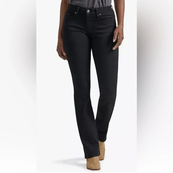 Lee Regular Fit Bootcut Mid Rise 5 Pocket Jeans Pants Black Womens 10 (1465) - Picture 1 of 9